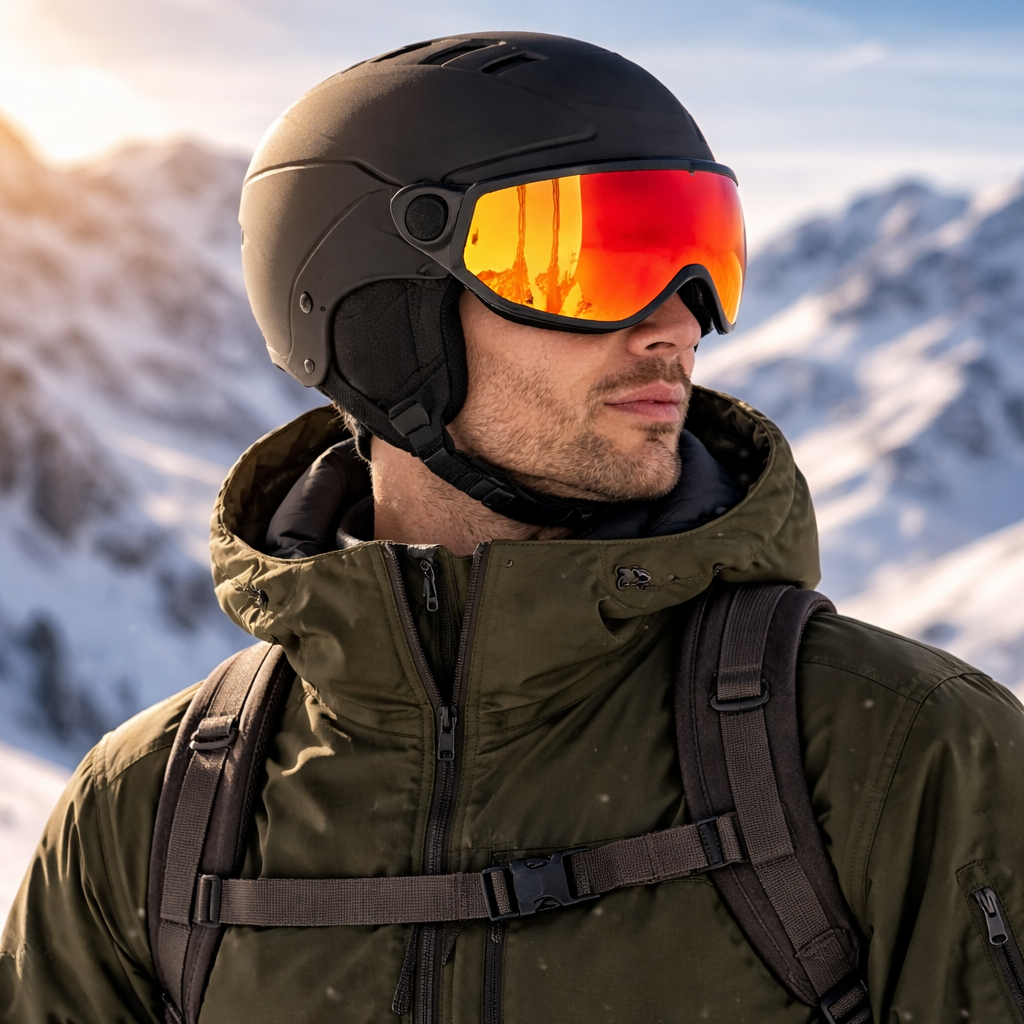 Skihelm mit Visier & Belüftung